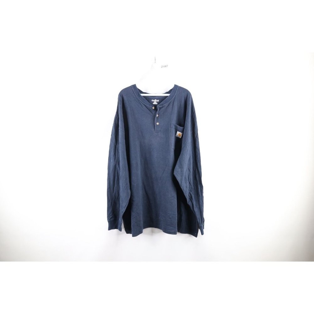 Vintage Carhartt Men's Long Sleeve Tee - Navy